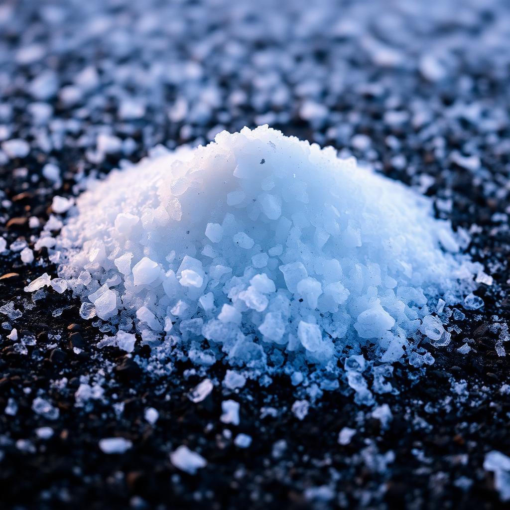 Salt and de-icing crystals